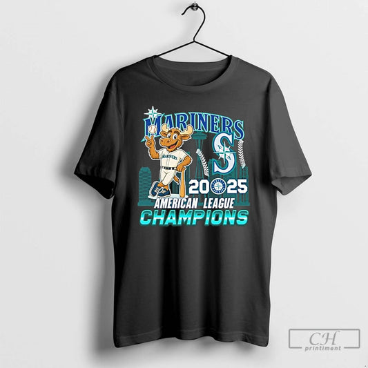 Classic Mariner Moose Seattle Mariners 2025 American League Champions T Shirts - clothing by TeeHivey.com