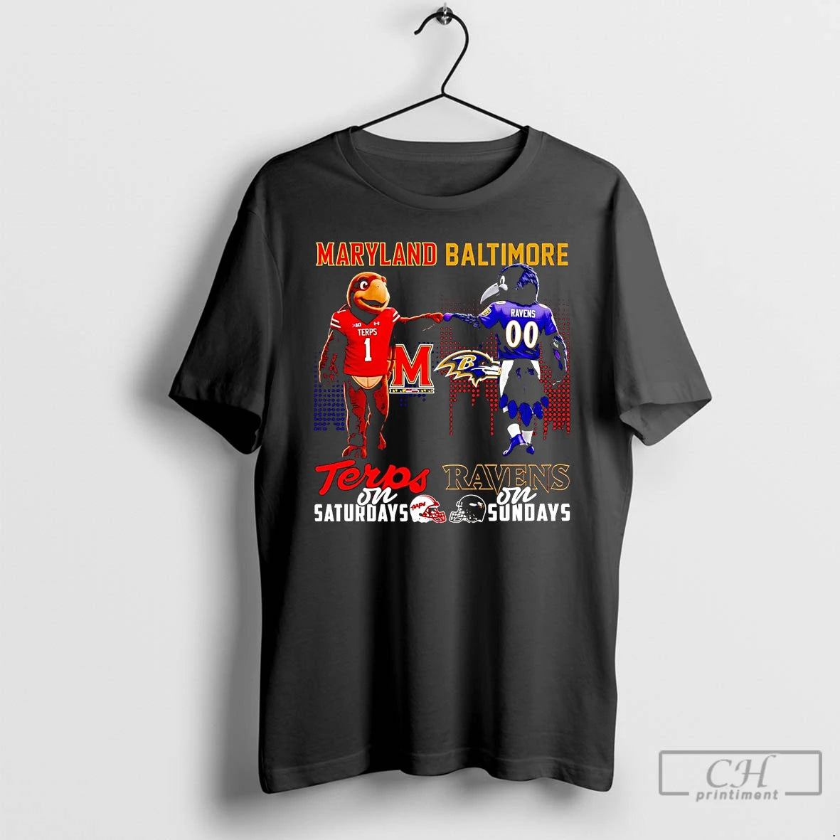 Classic Maryland Terrapins On Saturdays Baltimore Ravens On Sundays Mascot - clothing by TeeHivey.com