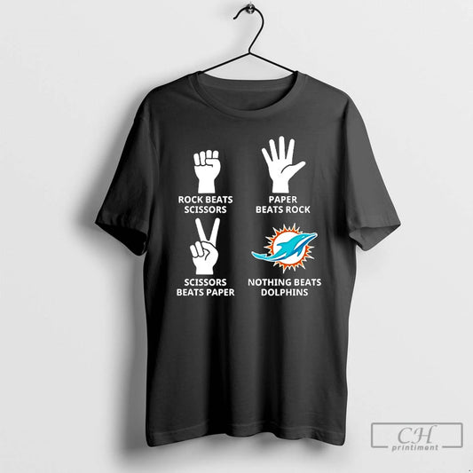 Classic Miami Dolphins Nothing Beats Rock Beats Scissors Paper Beats Rock Scissors Beats Paper - clothing by TeeHivey.com