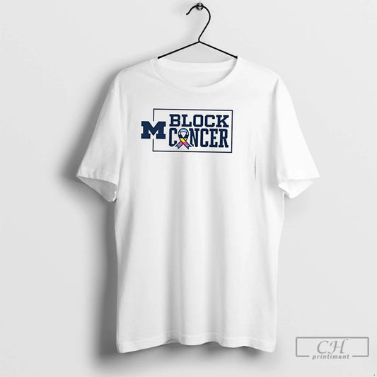 Classic Michigan Wolverines Block Cancer Ribbon T Shirts - clothing by TeeHivey.com