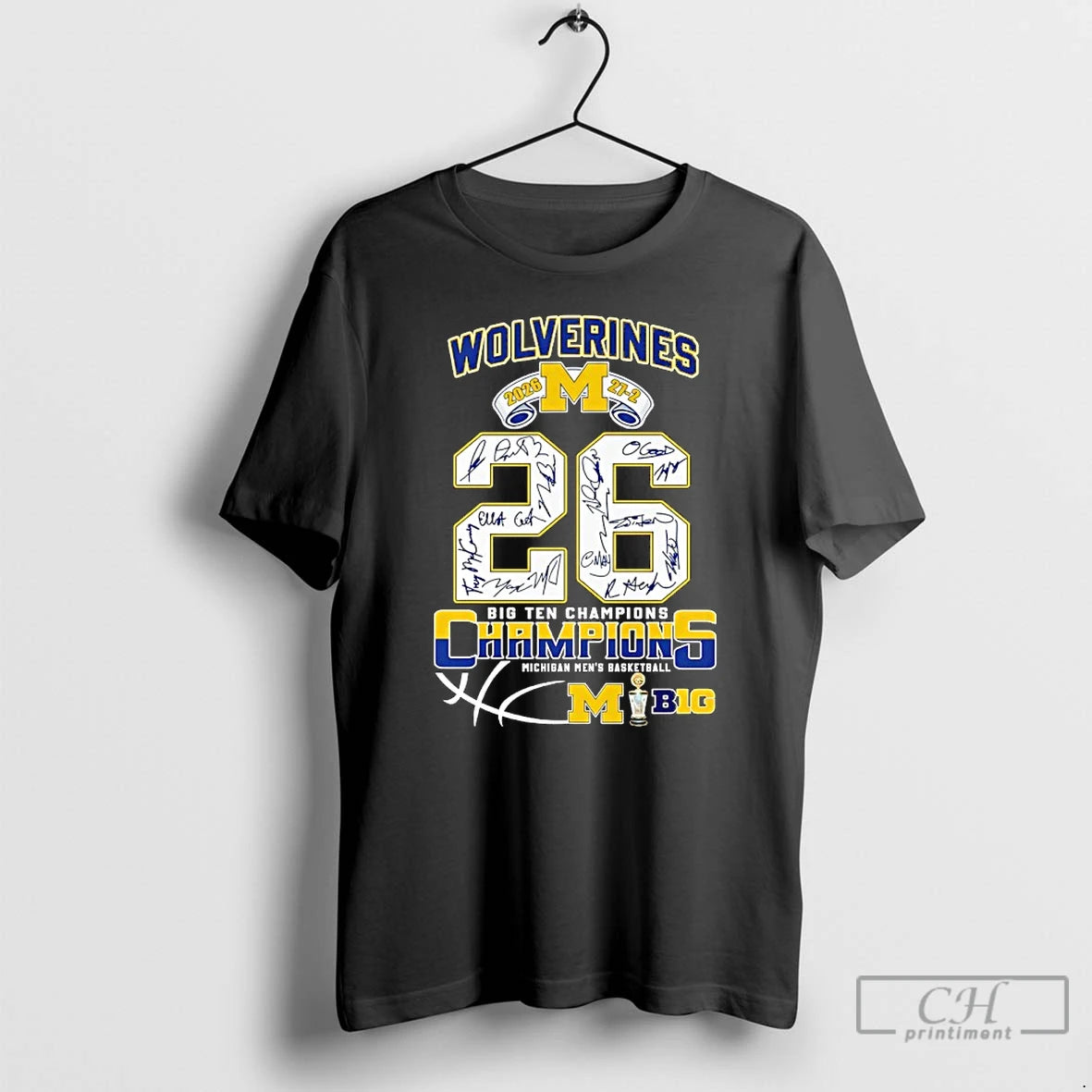 Classic Michigan Wolverines Mens Basketball 2026 27 2 Big Ten Champions Signatures T Shirts Sweater