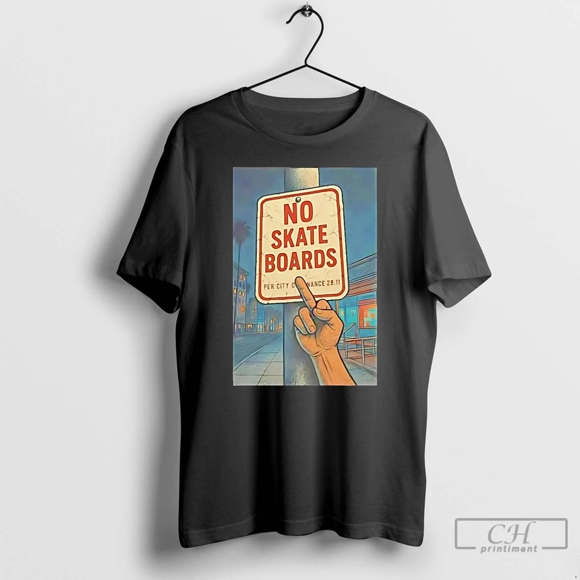 Classic Middle Finger No Skate Boards T Shirts - clothing by TeeHivey.com