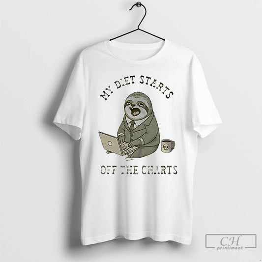 Classic My Diet Starts Off The Charts Sloth - clothing by TeeHivey.com