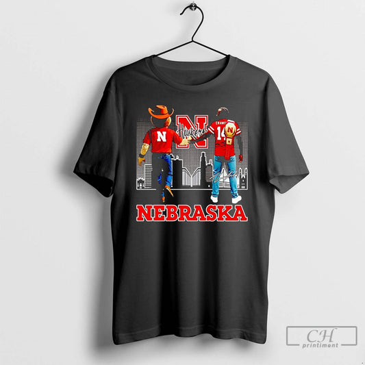 Classic Nebraska Cornhuskers Crawford And Mascot Skyline Signature T Shirts - clothing by TeeHivey.com
