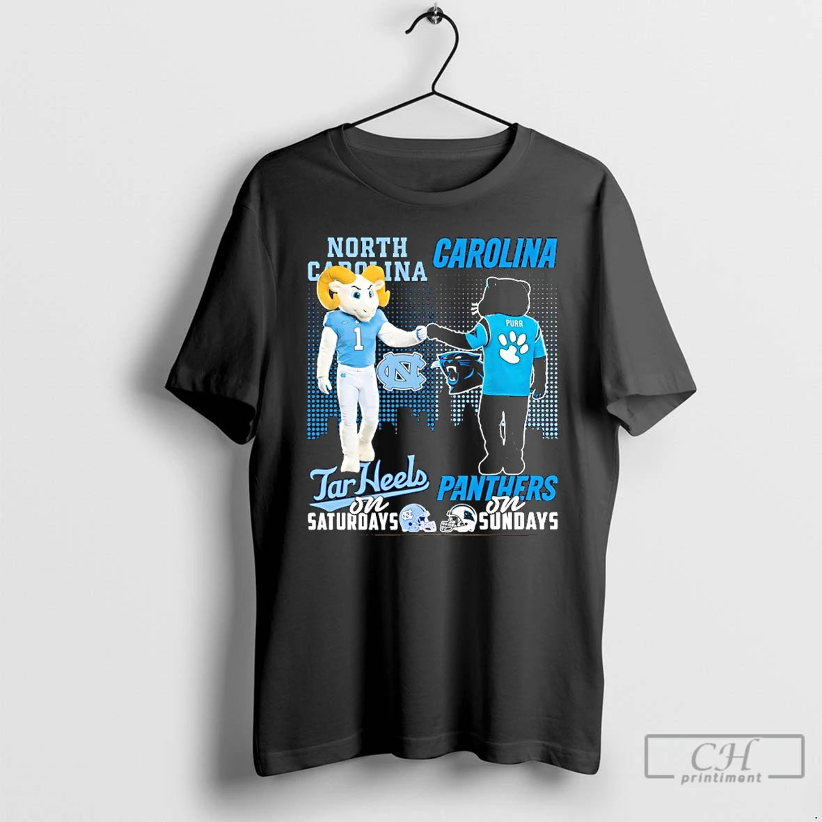 Classic North Carolina Tar Heels On Saturdays X Carolina Panthers On Sundays Mascot T Shirts - clothing by TeeHivey.com