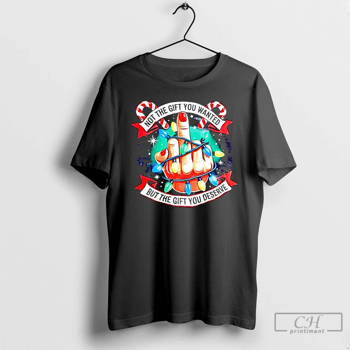Classic Not The Gift You Wanted But The Gift You Deserve Middle Finger In Christmas - clothing by TeeHivey.com