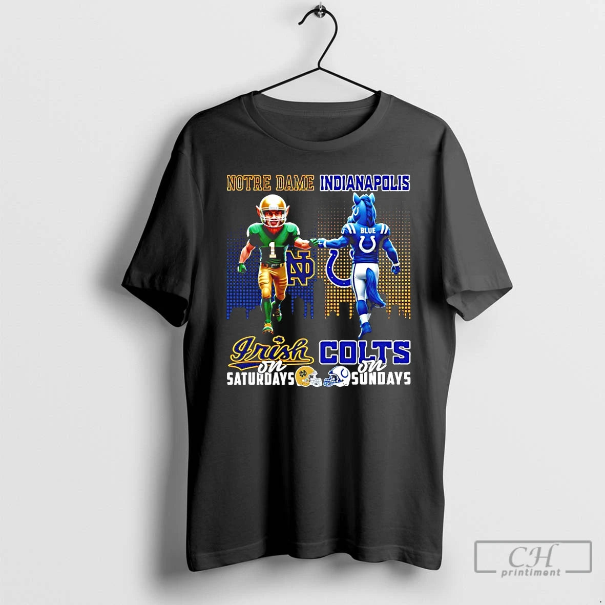 Classic Notre Dame Fighting Irish On Saturdays Vs Indianapolis Colts On Sundays Mascot City Skyline