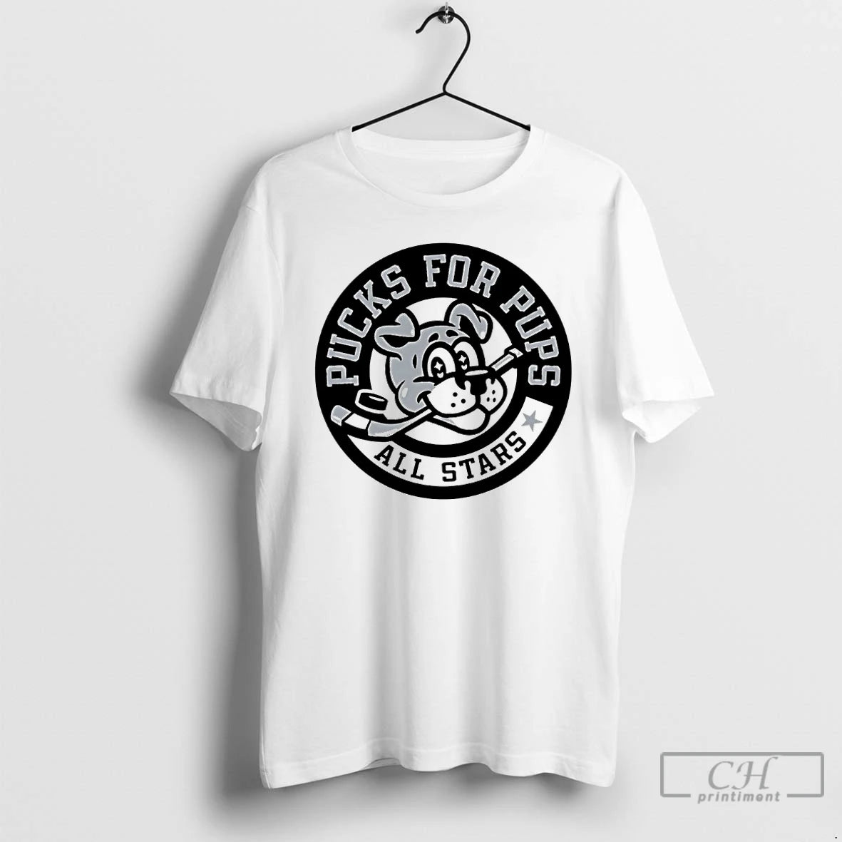 Classic Pucks For Pups All Stars Mascot Logo