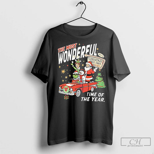 Classic Santa Claus Elf Snowman And Grinch The Most Wonderful Time Of The Year Christmas - clothing by TeeHivey.com