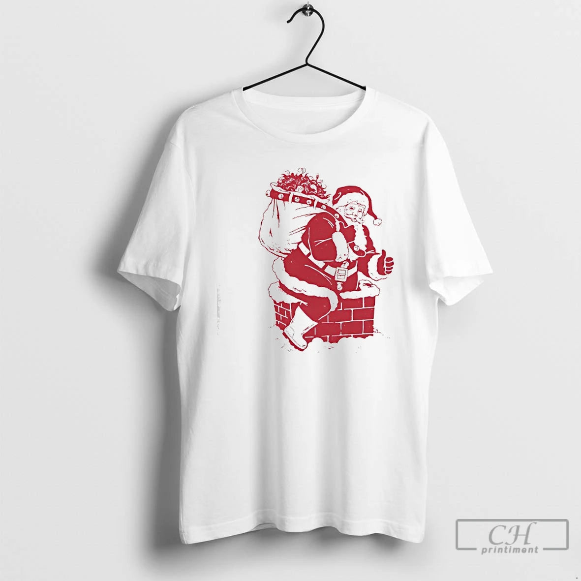 Classic Santa Claus Climbs Into The House Through The Chimney Merry Christmas T Shirts Sweater - clothing by TeeHivey.com