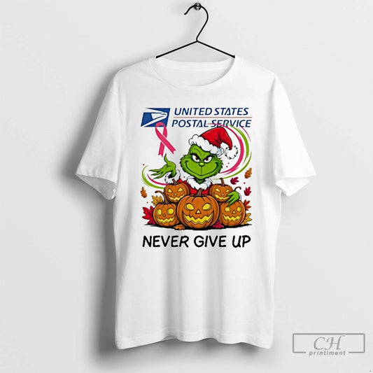 Classic Santa Grinch Never Give Up Usps Logo T Shirts - clothing by TeeHivey.com