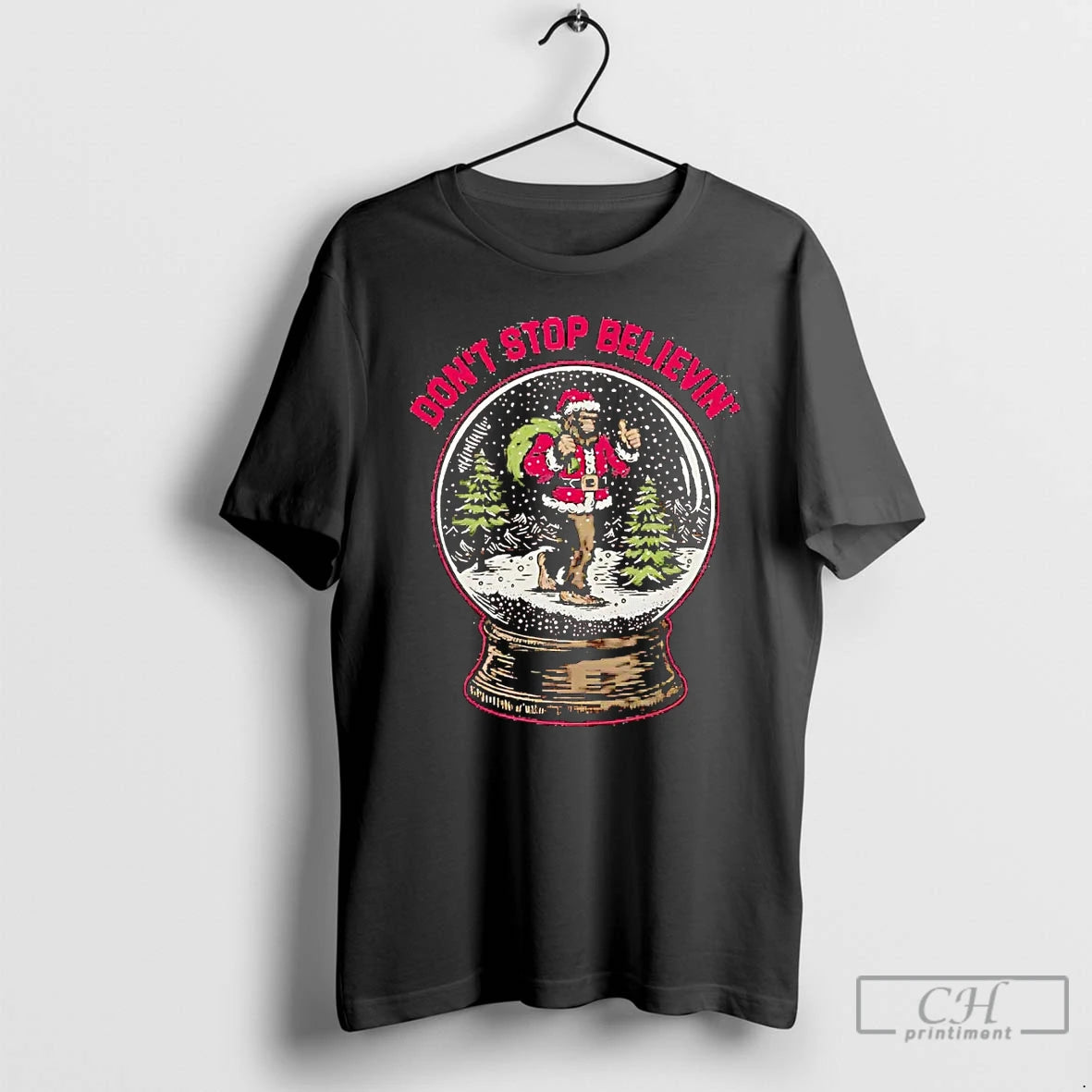 Classic Santa Bigfoot Dont Stop Believin Christmas T Shirts - clothing by TeeHivey.com