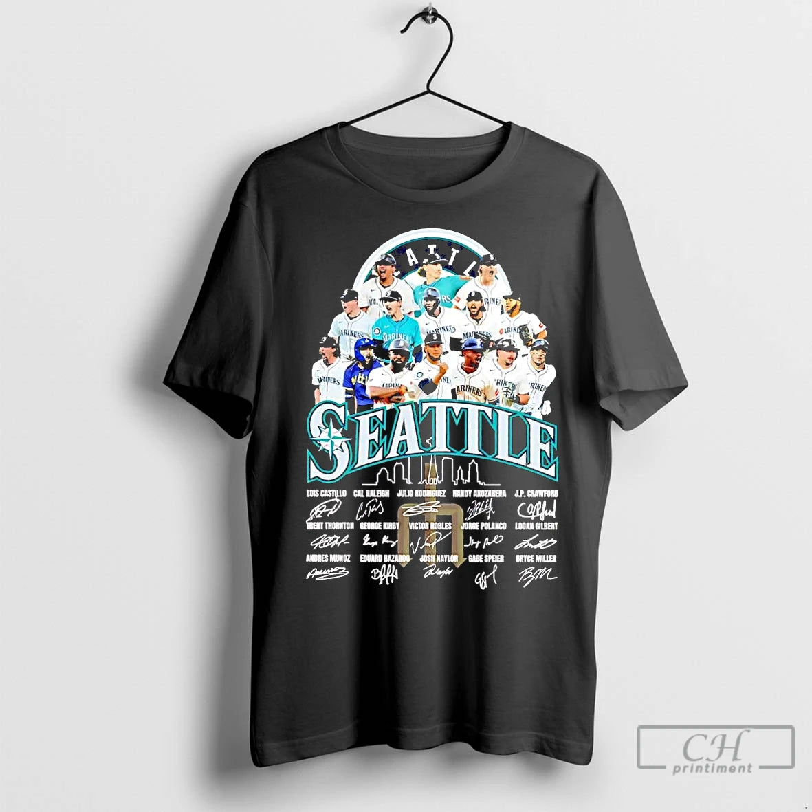 Classic Seattle Mariners Players Lineup Skyline Signatures - clothing by TeeHivey.com