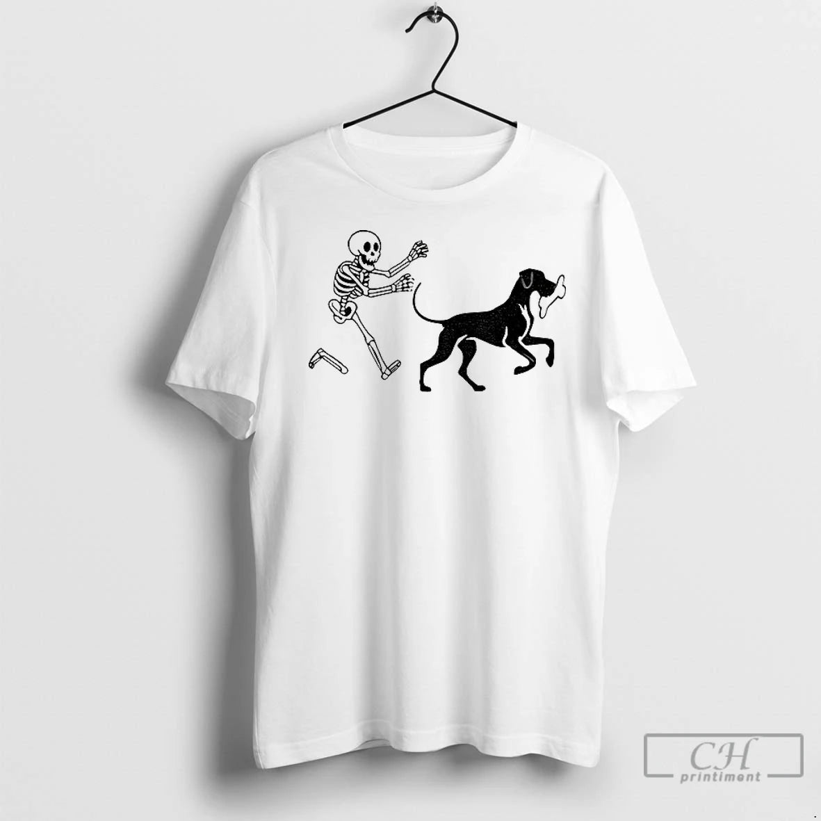 Classic Skeleton Pursue Dog Funny Meme Halloween - clothing by TeeHivey.com