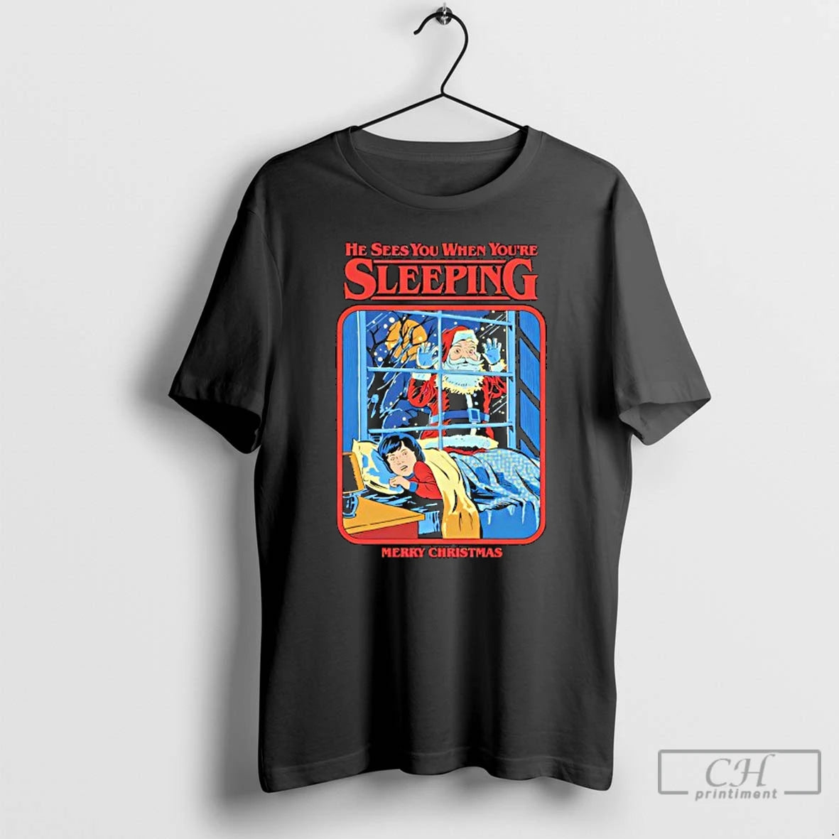 Classic Steven Rhodes He Sees You When Youre Sleeping Merry Christmas Graphic T Shirts Sweater - clothing by TeeHivey.com