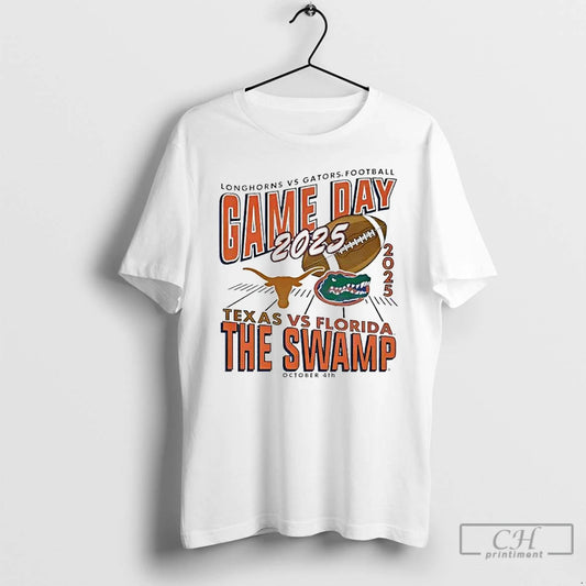 Classic Texas Longhorns And Florida Gators Football Game Day 2025 The Swamp October 4th 2025 - clothing by TeeHivey.com