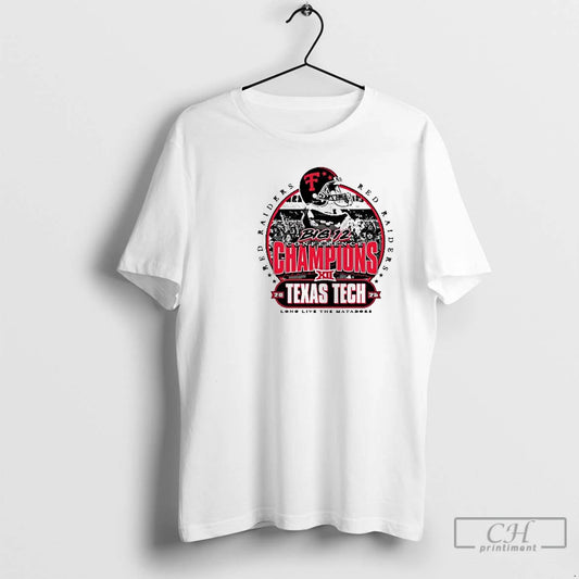 Classic Texas Tech Red Raiders 2025 Big 12 Champions Parade Triblend Circle White T Shirts - clothing by TeeHivey.com