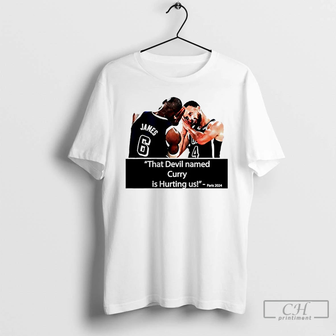 Classic That Devil Named Curry Is Hurting Us Paris 2024 James And Curry T Shirts - clothing by TeeHivey.com