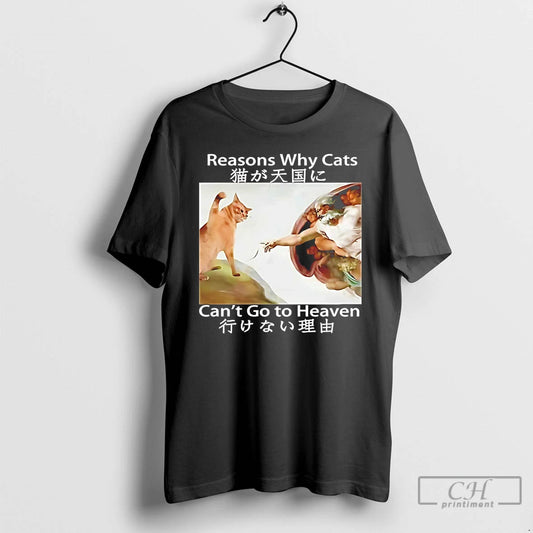 Classic The Creation Of Adam Reasons Why Cats Cant Go To Heaven Meme T Shirts - clothing by TeeHivey.com