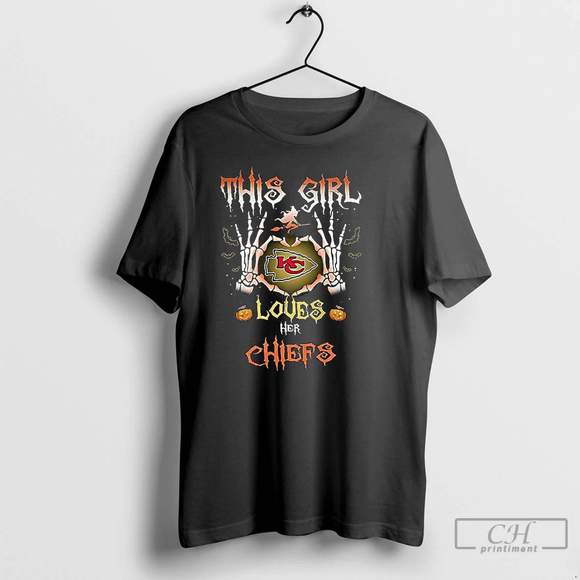 Classic This Girl Loves Her Kansas City Chiefs Skelenton Halloween T Shirts - clothing by TeeHivey.com