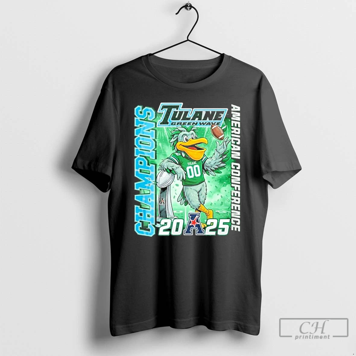 Classic Tulane Green Wave 2025 American Conference Champion Mascot - clothing by TeeHivey.com