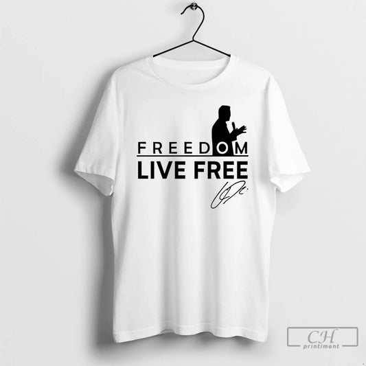 Classic Turning Point Charlie Kirk Live Free Signature T Shirts - clothing by TeeHivey.com