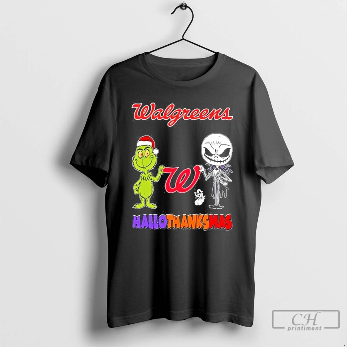 Classic Walgreens Santa Grinch X Jack Friends Fist Bump Hallothanksmas T Shirts - clothing by TeeHivey.com
