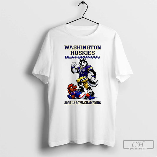 Classic Washington Huskies 2025 La Bowl Champions Beat Broncos Mascot - clothing by TeeHivey.com