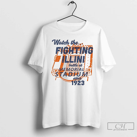 Classic Watch The Fighting Illini Battle At Memorial Stadium T Shirts - clothing by TeeHivey.com