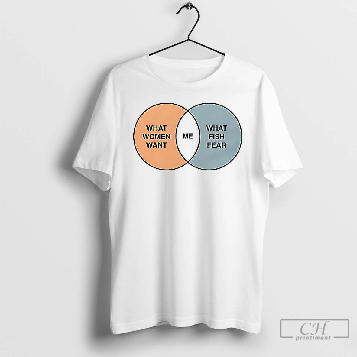Classic What Women Want Me What Fish Fear Me Venn Diagram T Shirts - clothing by TeeHivey.com
