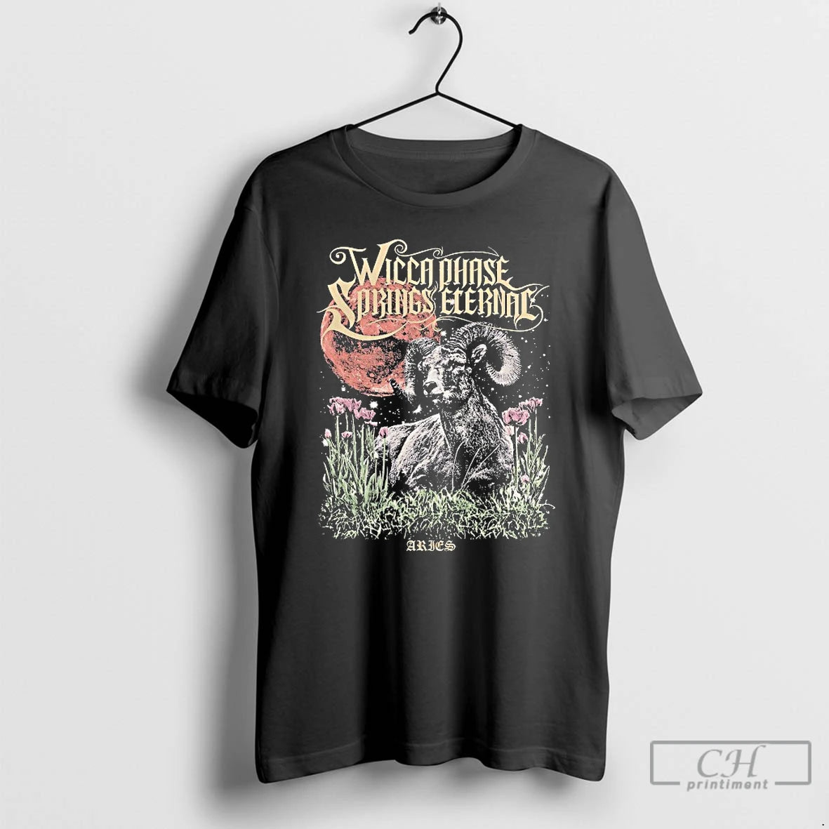 Classic Wicca Phase Springs Eternal Aries Moon Red - clothing by TeeHivey.com