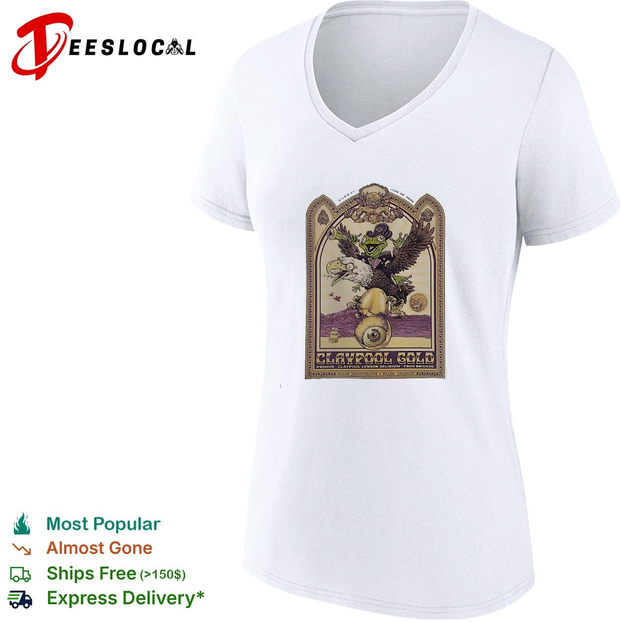 Claypool Gold Primus Claypool Lennon Delirium and Frog Brigade Dillon Colorado On June 28 2026 shirt