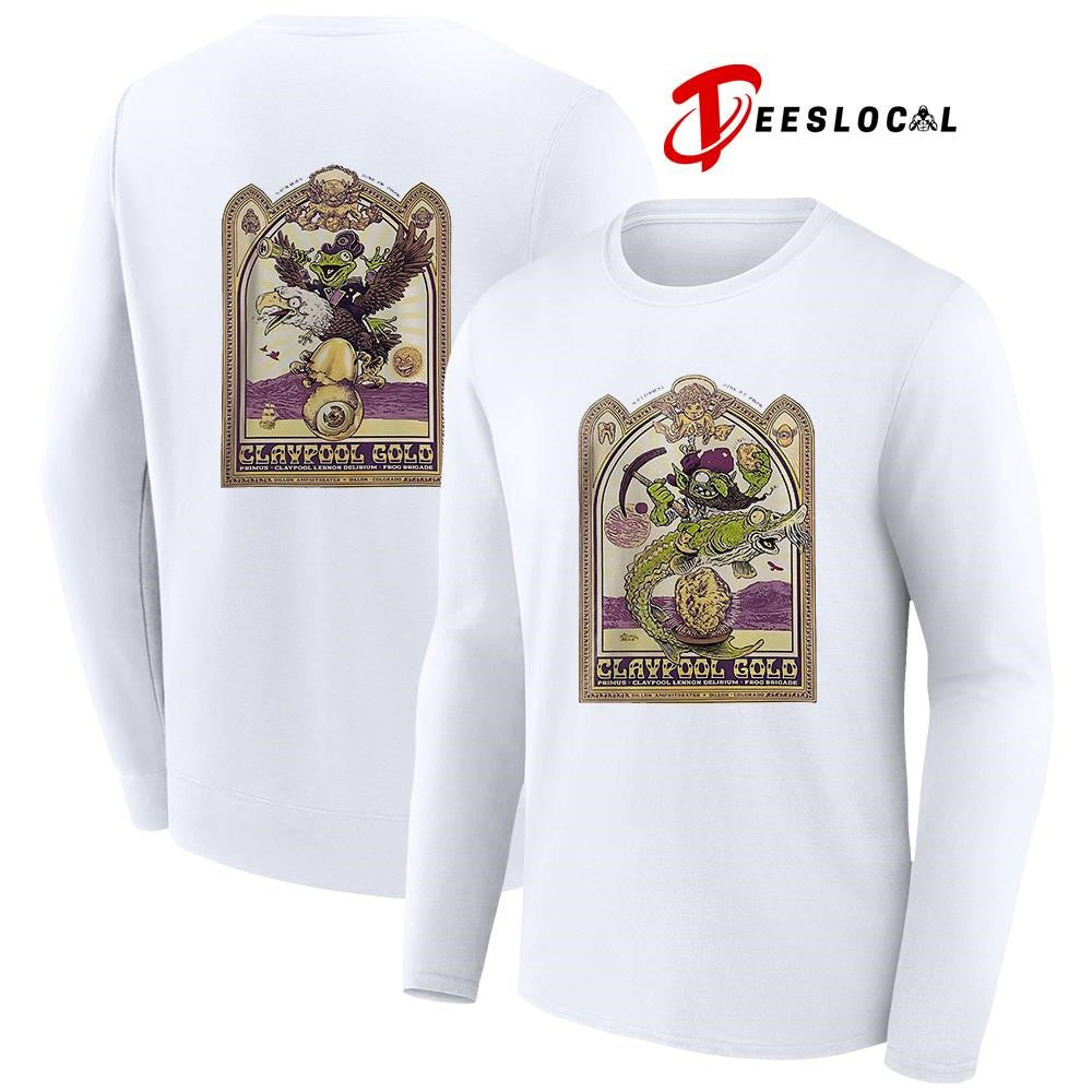 Claypool Gold Primus Claypool Lennon Delirium and Frog Brigade Dillon Colorado graphic shirt