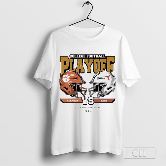 Clemson Tigers Vs Texas Longhorns Helmet College Football Playoff 2025 First Round Head To Head - clothing by TeeHivey.com
