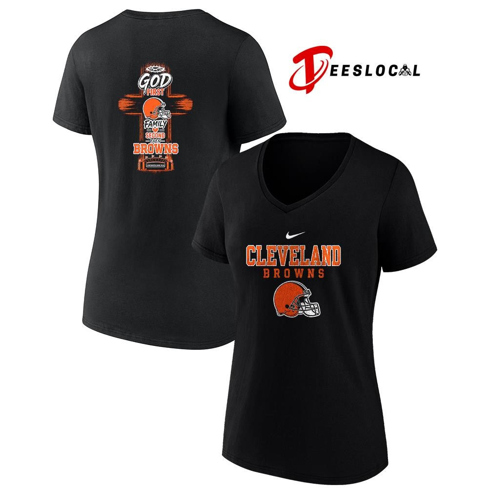 Cleveland Browns God first family second cross shirt