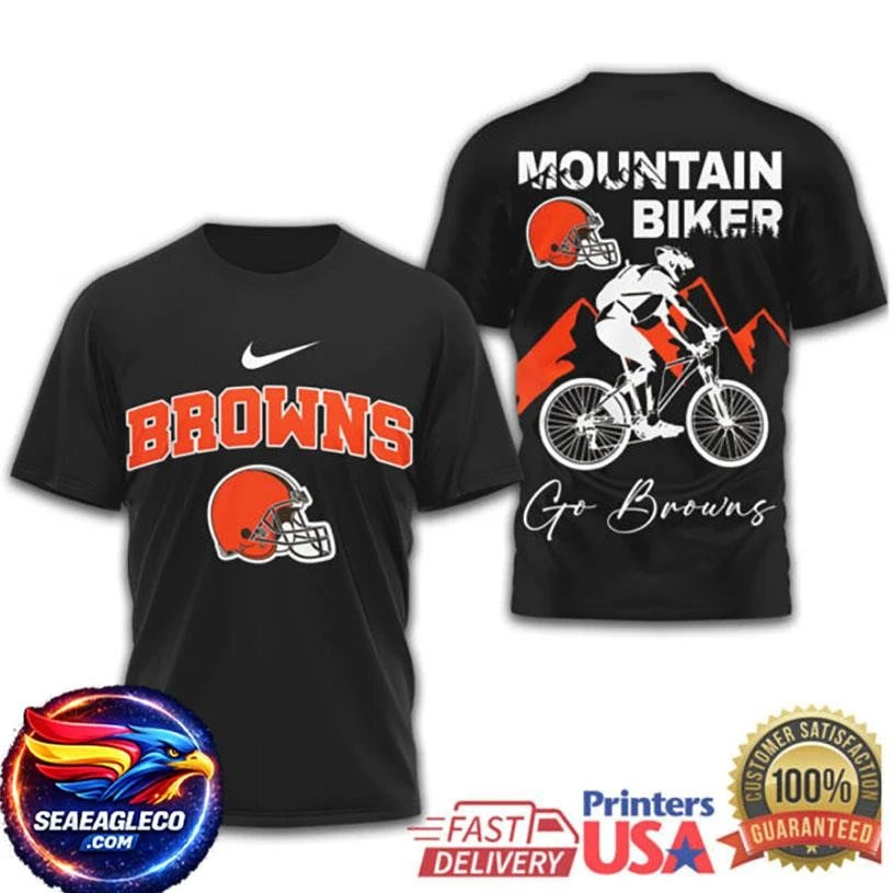 Cleveland Browns Mountain Biker Go Browns Cycling Two Sided Shirt