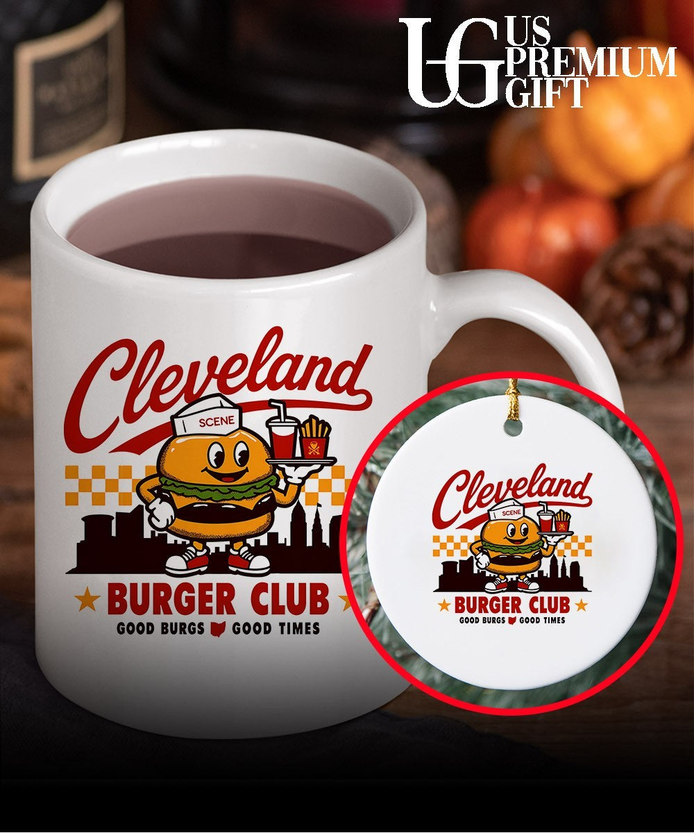Cleveland Ohio Burger Club Scene city skyline Graphic good burgs good times shirt