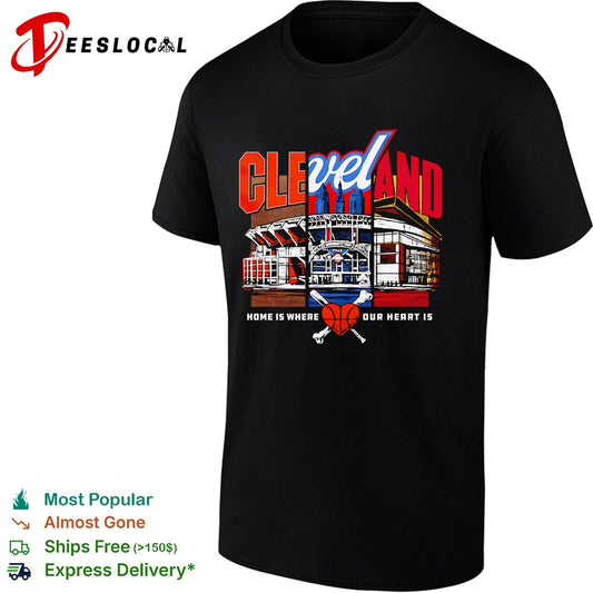 Cleveland baseball home is where our heart is stadium illustration shirt