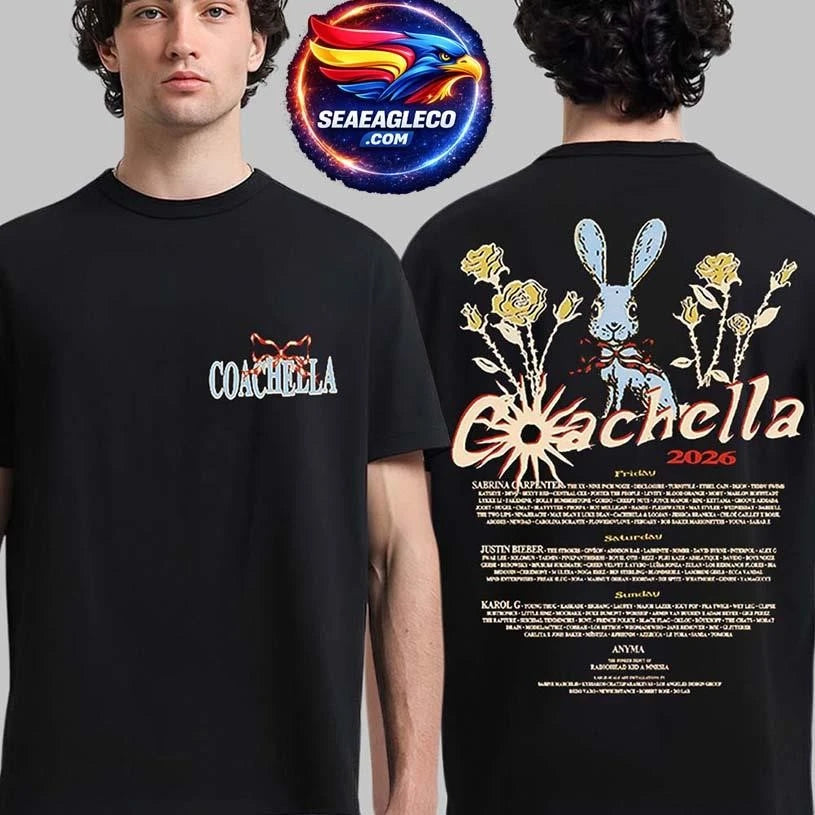 Coachella 2026 Merch In Indio California Ribbons &amp; Roses 2026 Lineup Two Sided Shirt