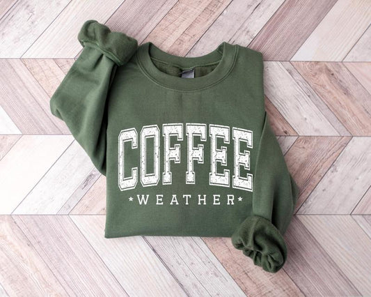 Coffee Weather Sweatshirt, Retro Coffee Lover Crewneck, Women Coffee Lover Shirt, Retro Coffee Sweater, Coffee Lover Gift...