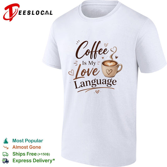 Coffee is my love language bold script cup hearts art shirt