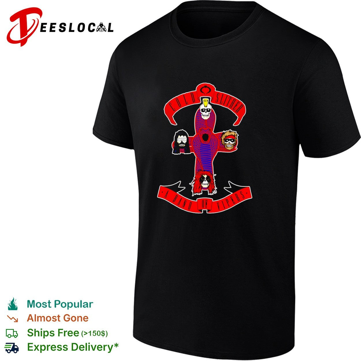 Cold Slither A Band of Vipers Guns N Roses GNR Cobra Commander GI Joe Parody shirt