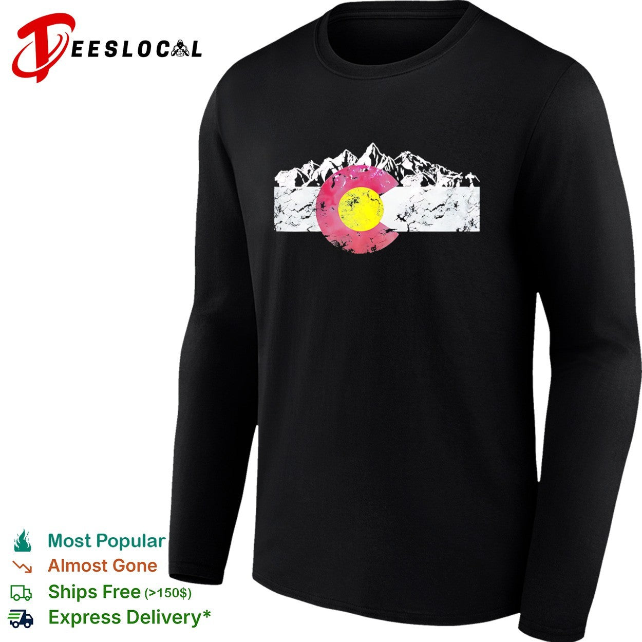 Colorado state flag symbol with mountain shirt