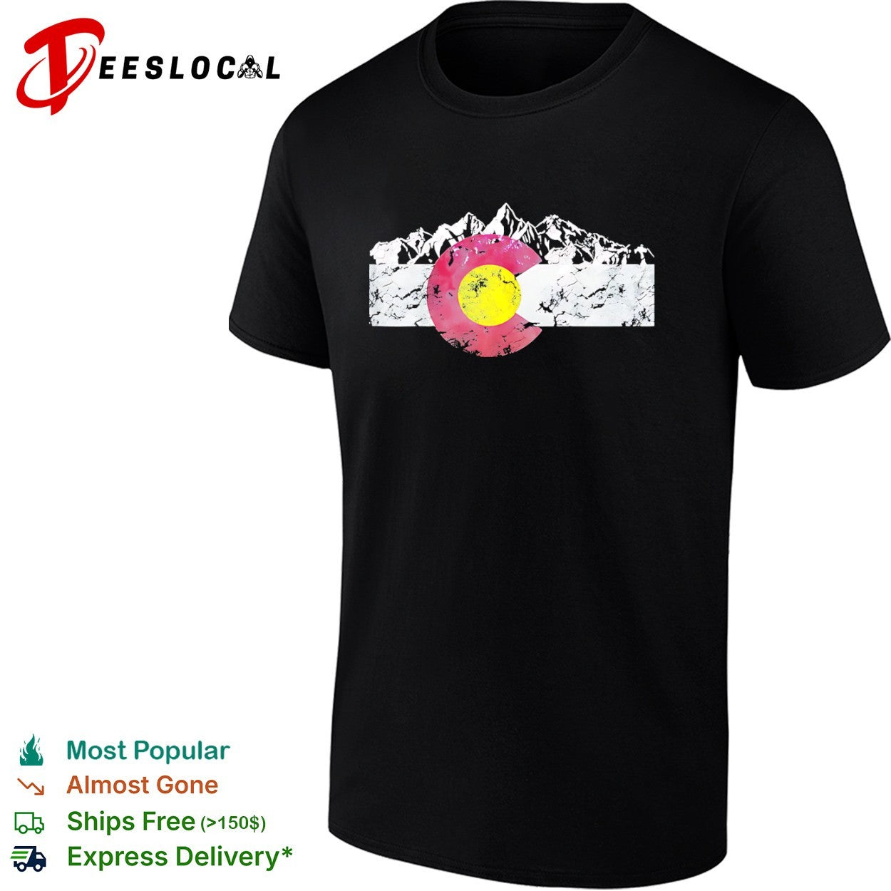 Colorado state flag symbol with mountain shirt