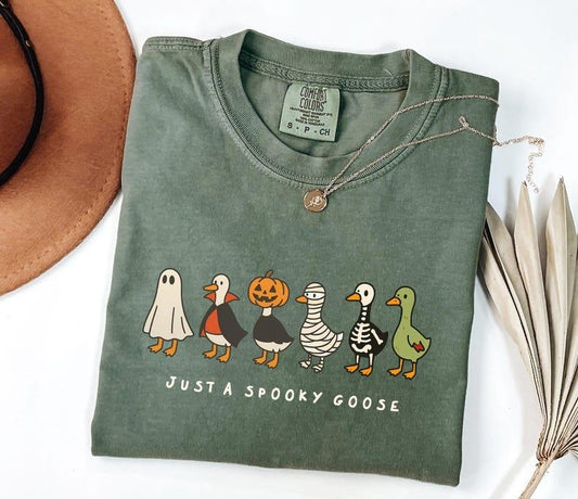 Comfort Colors Halloween Funny Goose Shirt, Just a Spooky Goose Shirt, Halloween Shirt, Skeleton Goose Tee, Spooky Season Shirt, Spooky Tee
