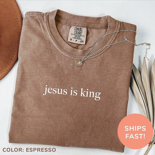 Comfort Colors Jesus Is King T-Shirt, Christian , Religious Mom , Jesus Lover , Christian T-Shirt for Mom, T-Shirt for Women