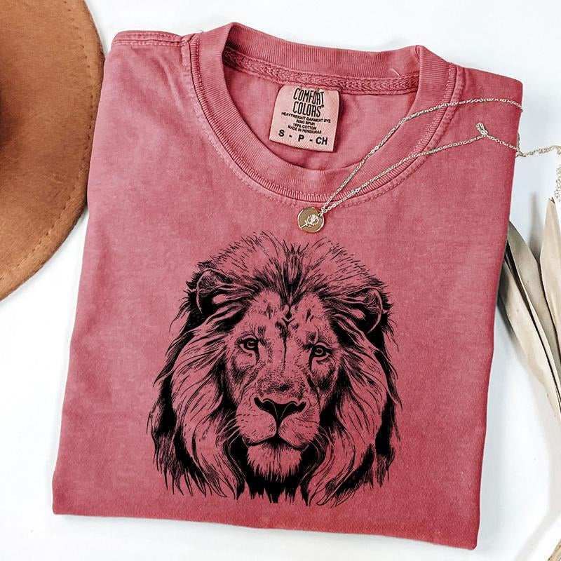Comfort Colors Lion Face Shirt, Majestic Lion Shirt, Animal Lover T-Shirt, Wild Lion Shirt Cotton Fashion