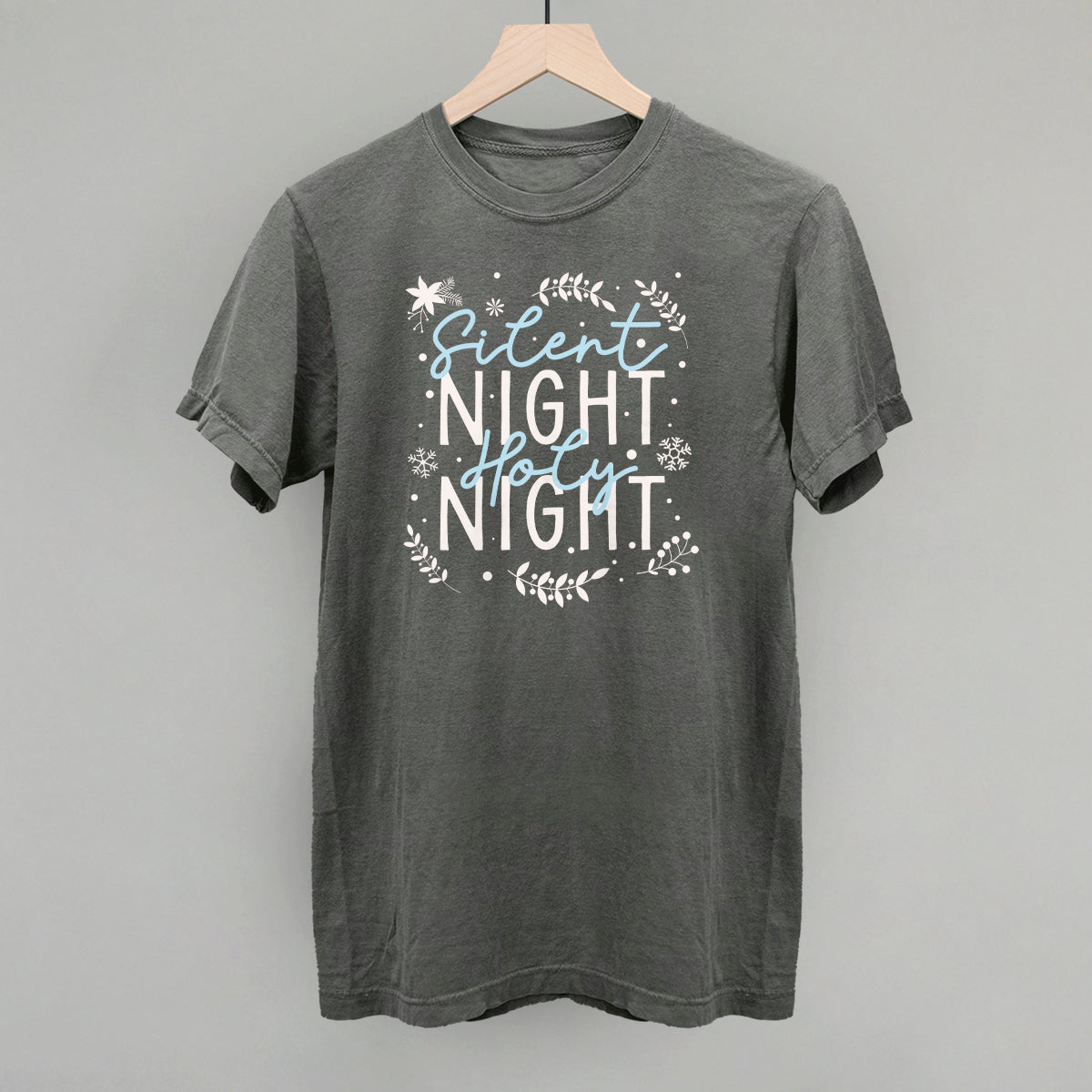 Silent Night Holy Night Blue & White Doodles - clothing by TeeHivey.com (Image 4)