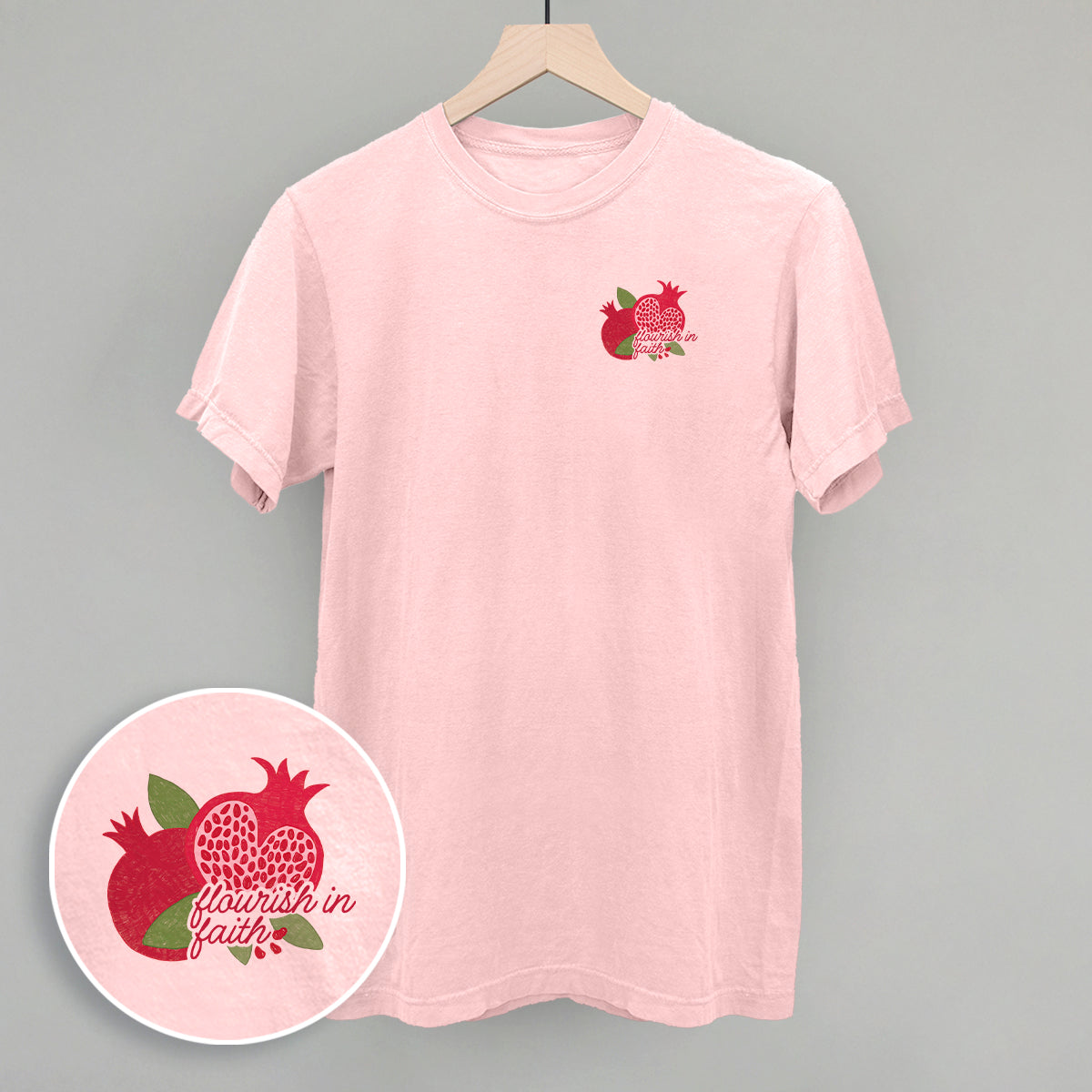 Flourish Into Faith Pomegranate (Left Chest)
