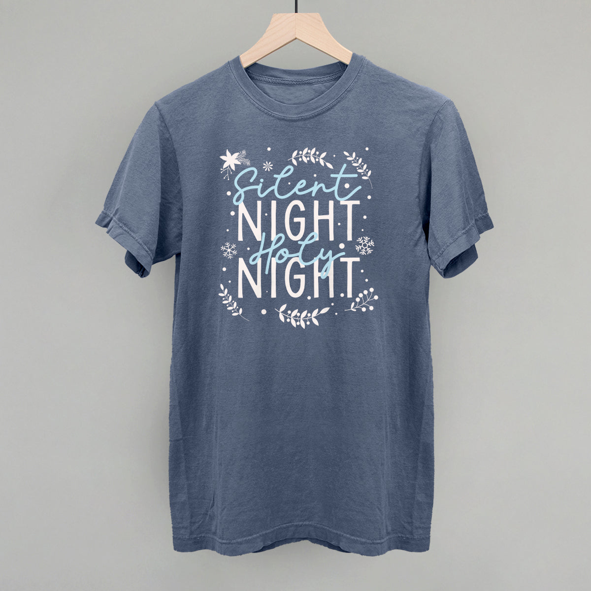 Silent Night Holy Night Blue & White Doodles - clothing by TeeHivey.com (Image 5)